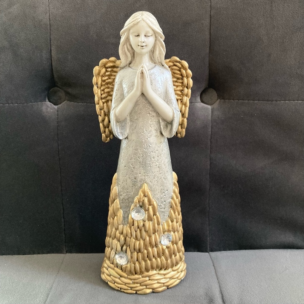 Guardian Angel resin Silver and Gold Statue, 9.75” Tall and 3.35” Wide